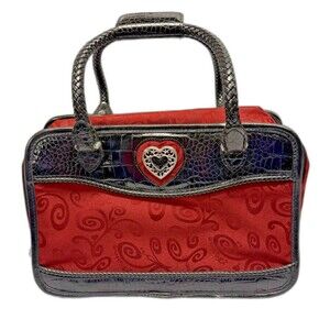 Brighton Ferrara Lansky Large Toiletry Case Lipstick Red Black Croc Leather